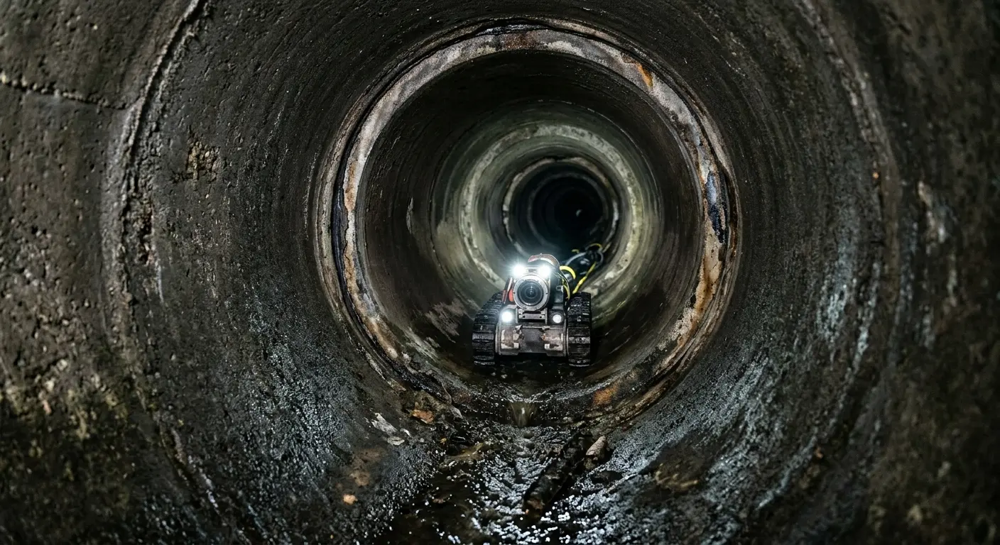 Robotic sewer camera inspecting pipe interior for Drain Snake Service in Huber Heights